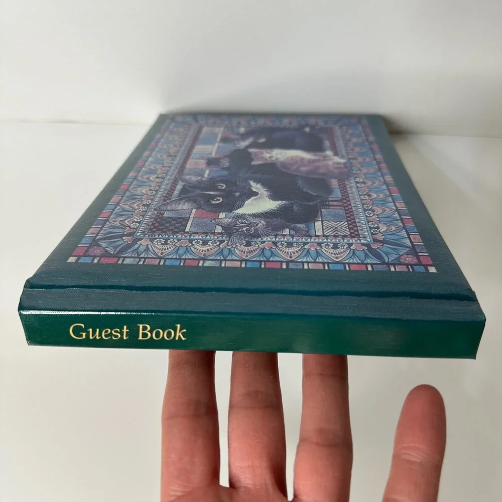 Vintage 1990 Cat Guest Book Lesley Anne Ivory Markings Green‎ Hardcover Unused